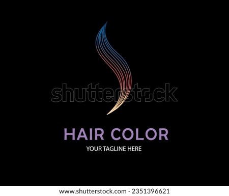 Abstract hair coloring logo. Vector illustration design template in modern line style