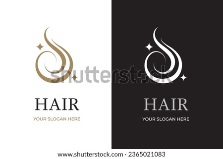 Abstract gold and white Hair Logo Letter S isolated on White and black Background. Flat Vector Logo Design Template Element