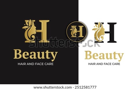 Luxury initial h beauty woman face with crown logo design vector inspiration