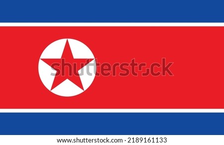 North Korea flag vector graphic. Rectangle North Korean flag illustration. North Korea country flag is a symbol of freedom, patriotism and independence.