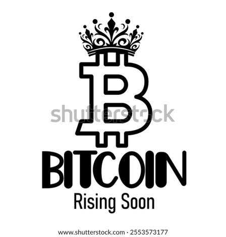 Bitcoin rising soon vector logo design, Bitcoin icon sign payment symbol, Cryptocurrency logo, Simple vector, Bitcoin price increasing, Digitall currency rising symbol set, Bitcoin with up