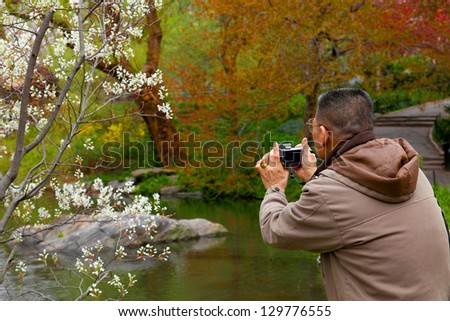NEW YORK CITY-APRIL 1: Spring blossoms attract shutterbugs in Central Park in NYC on April 1, 2012. There are more than 21,500 trees growing in the park, according to the Central Park Conservancy.
