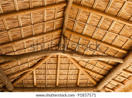 Japanese traditional bamboo ceiling structure. Location: Katsura Imperial Villa in Kyoto, Japan
