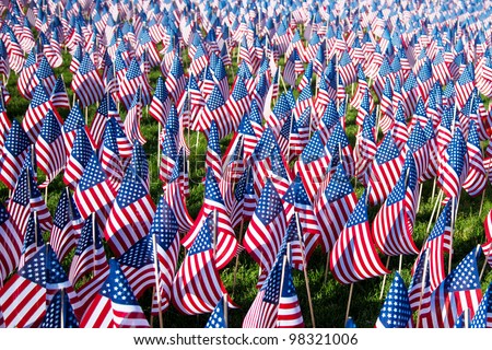 American Flags On Display For Memorial Day Or July 4th Stock Photo ...