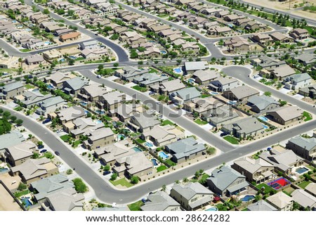 An aerial of city development