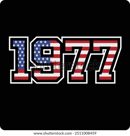 1977 number vector design with american flag motif