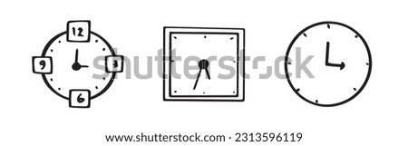 Round and square clock hand drawn element