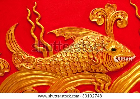 Fairy tale fish in Thai style molding art