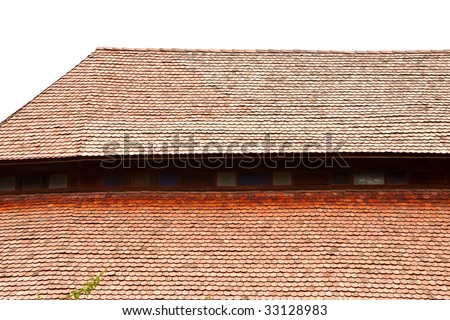 Wood tile roof of catholic church in Thailand