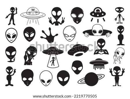 Alien UFO Vector Bundle For Print, Alien UFO Vector Clipart,Alien UFO Vector Illustration