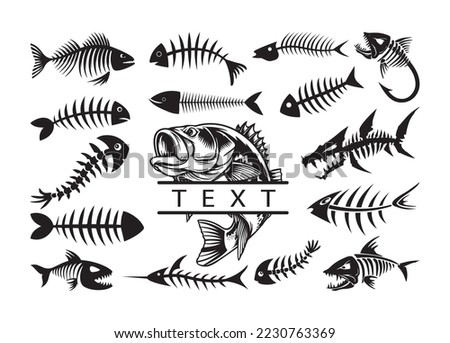 Fish Bone vector For Print, Fish Bone vector Clipart, Fish Bone vector Illustration