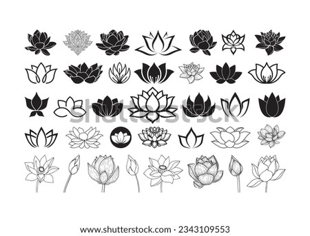 Lotus Flower Vector For Print, Lotus Flower Clipart, Lotus Flower vector Illustration