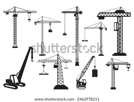 Tower Crane Vector For Print, Tower Crane Clipart, Tower Crane Illustration