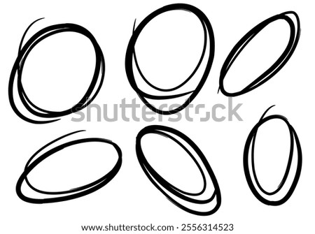 Hand drawn line circle sketch set. Doodle circles collection set. Scribble round shape. Circle frames for text.