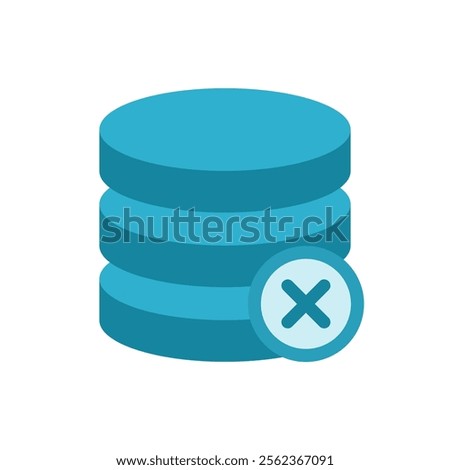 database icon with X failed symbol. datum symbol. data storage.