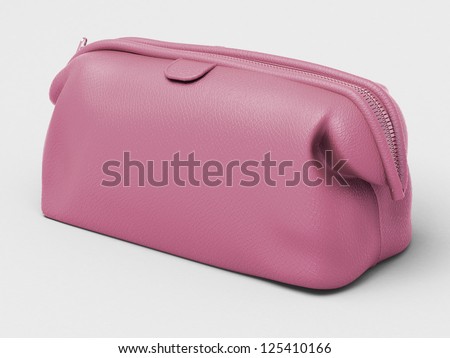Pink leather clutch closeup on a light background