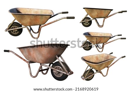 Similar – Image, Stock Photo An old rusty wheelbarrow with a fat black balloon tyre tries to hide in a lilac bush, but doesn’t quite succeed