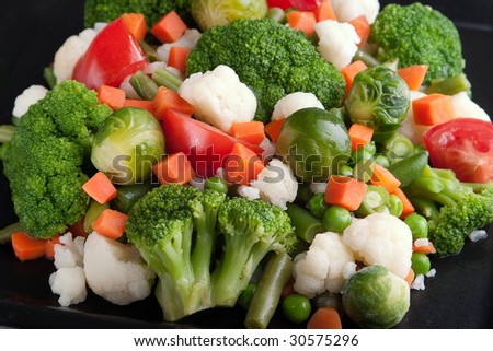 Vegetables: cauliflower, brussels sprouts, broccoli, carrots, string ...