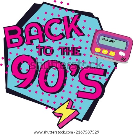 90's Throwback Graphic Using Pager on White background.