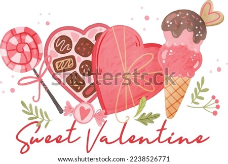 Cute valentine pink graphics and text on a white background.