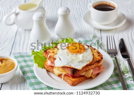 Similar – Image, Stock Photo croque madame Cheese Bread