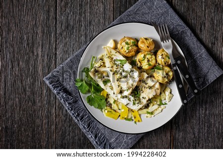 Similar – Image, Stock Photo Baking Potatoes And Leek Soup