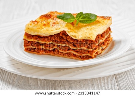 Similar – Foto Bild gekochte Lasagne auf Holz