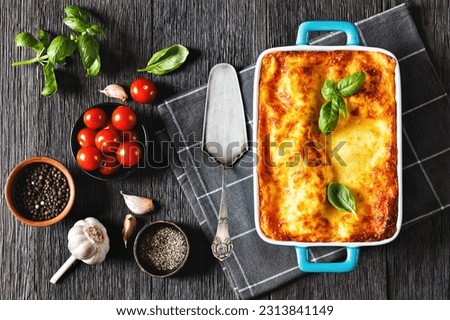 Similar – Foto Bild gekochte Lasagne auf Holz