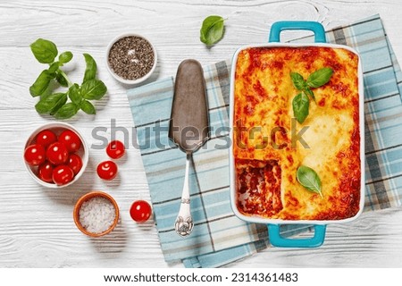 Similar – Foto Bild gekochte Lasagne auf Holz