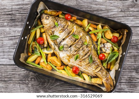 Similar – Image, Stock Photo whole fresh crucian fish with scales