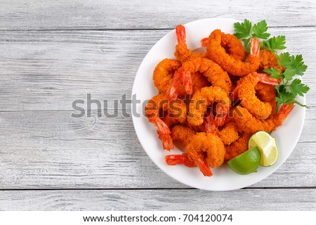 Similar – Image, Stock Photo Shrimps served on white plate