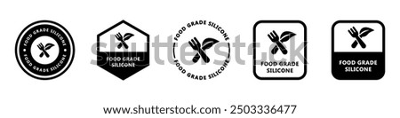 Food Grade Silicone - set of vector signs for product packaging.