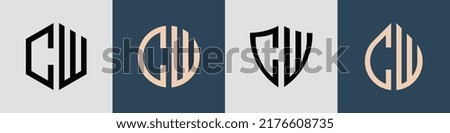 CW modern initial letter logo design vector bundle. It will be suitable for which company or brand name start those initial.