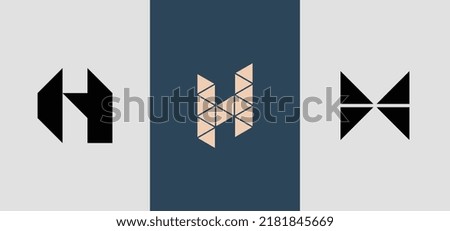 Initial Square Monogram H Logo Designs Bundle. It will be suitable for which company or brand name start those initial.