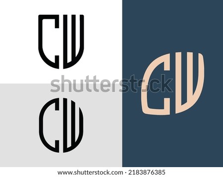 CW modern initial letter logo design vector bundle. It will be suitable for which company or brand name start those initial.