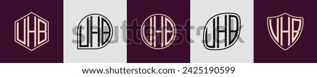 UHB modern initial monogram logo design vector. It will be suitable for which company or brand name start those initial.