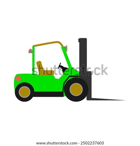 green forklift. goods transport vehicle. industrial vehicles. heavy equipment. logistics vehicles. warehousing vehicles. vector forklift. simple vector. flat design. industrial theme.