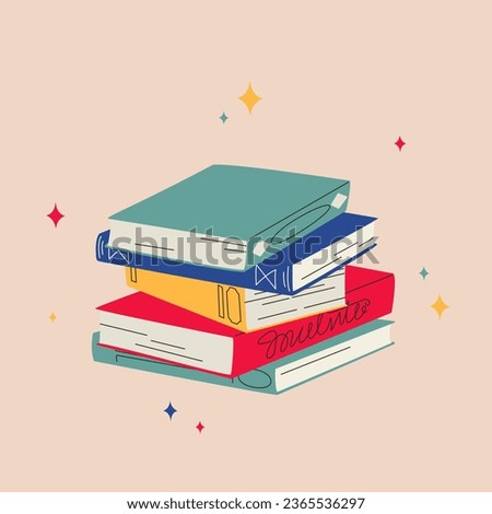 World book day. Stack of books isolated. Hand drawn educational vector illustrations