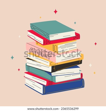 World book day. Stack of books isolated. Hand drawn educational vector illustrations