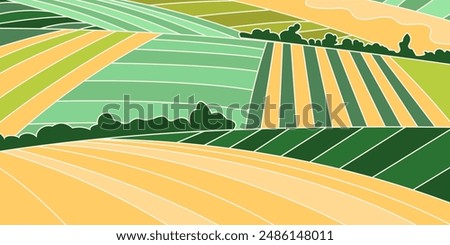 Similar – Image, Stock Photo Plantation of green vineyards under blue sky on farmland