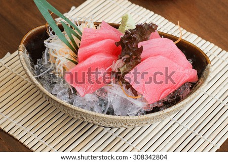 Close up japan style food sashimi from tuna