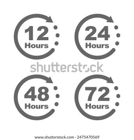 vector icon 12 24 36 72 hours for time arrow or time effect service and runtime