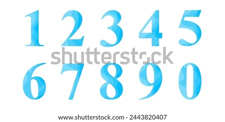 Light blue digits 
Set of trendy blue numbers of 1, 2, 3, 4, 5, 6, 7, 8, 9, 0 for poster, t shirt, milestones cards, greetings, sale banner, printing, birthday