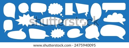 Speech Bubble set. Talk bubble. Blank empty vector white speech bubbles. Speak bubble text, cartoon chatting box, message box.  Cartoon balloon word design