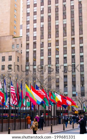 NEW YORK, USA - MARCH 26: Rockefeller Center is a complex of 19 commercial buildings, built by the Rockefeller family, located in Midtown Manhattan in the USA on March 26, 2014 in New York, USA
