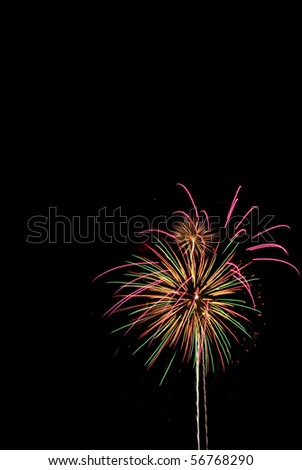 A colorful fireworks display with lots of blank copy space