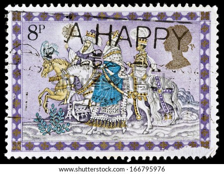 UNITED KINGDOM - CIRCA 1979: A British Used Postage Stamp showing The Three Kings, circa 1979