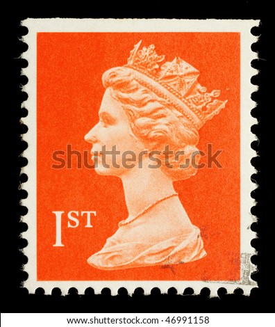 UNITED KINGDOM - CIRCA 1998: An English Used First Class Postage Stamp showing Portrait of Queen Elizabeth 2nd, circa 1998