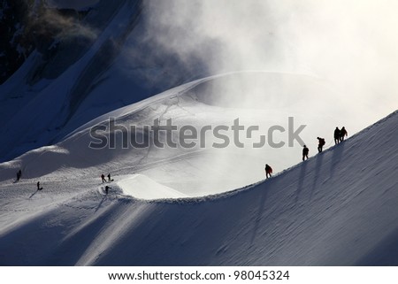 Similar – Image, Stock Photo Mountain peak with limited view over the Achensee in Tirol in Austria