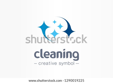 Sparkle star, fresh smile creative symbol concept. Wash, glare, laundry, cleaning company abstract business logo. Housekeeping, shine, cleaner icon. Corporate identity logotype, company graphic design